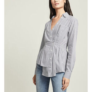 Veronica Beard 'Rosamund' White Poplin Striped Wrap Shirt Size 4